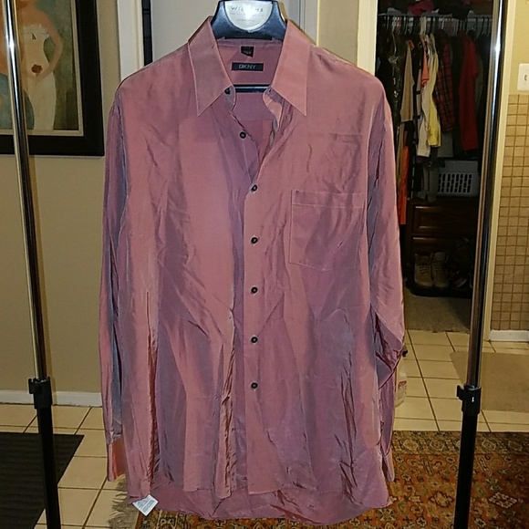 DKNY 50/50 Rayon/Polyester shiny shirt - Picture 1 of 6